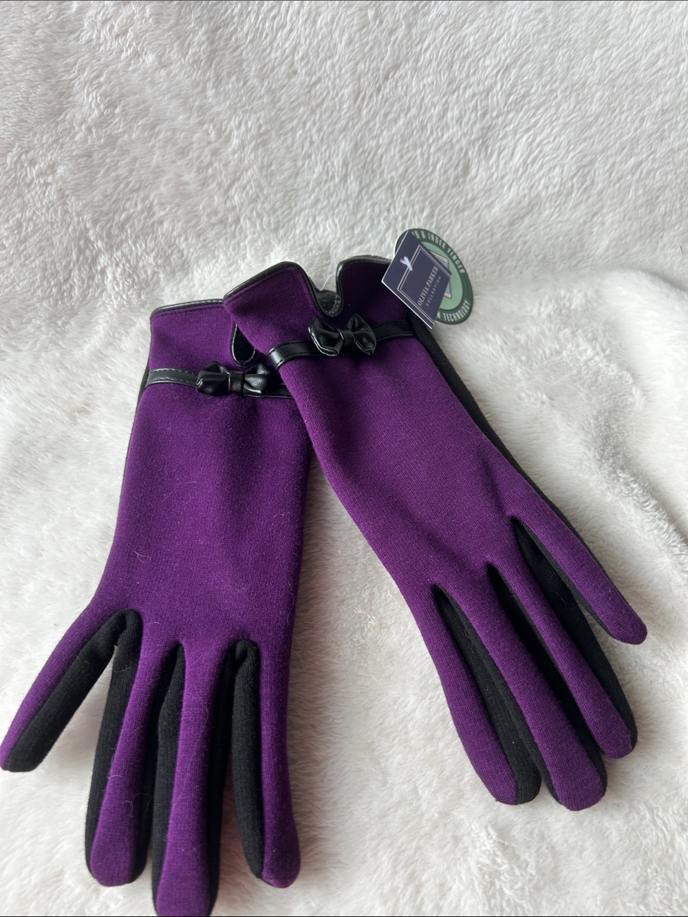 Olivia Parker Elegant Purple Women's Bow Detail Gloves - NWT